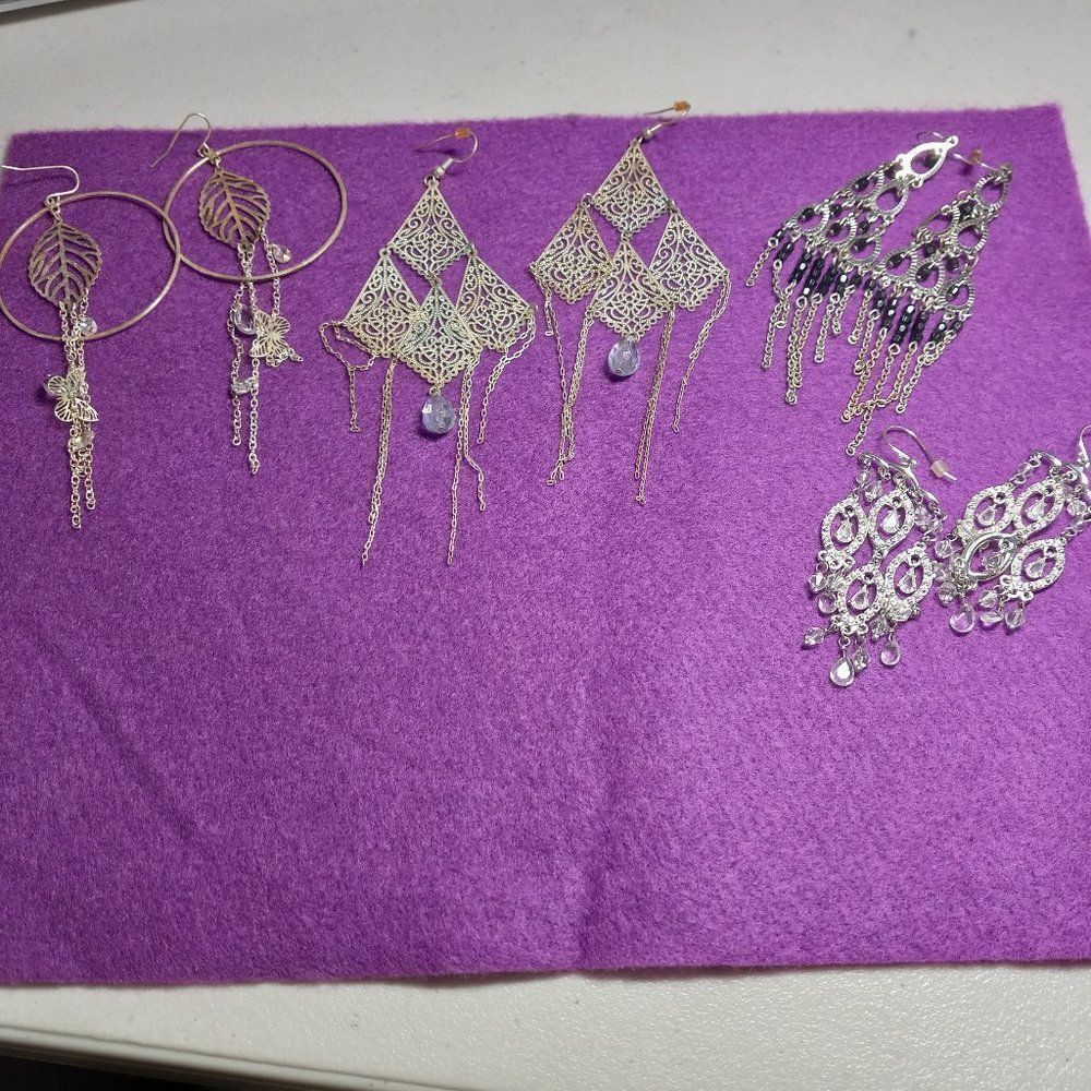 Silver tone Dangling Shapes Earrings